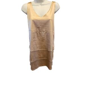 NWT JASMINE DI MILO SILK Gold Shiny Tiered Mini Dress 6 neutral cocktail 990$